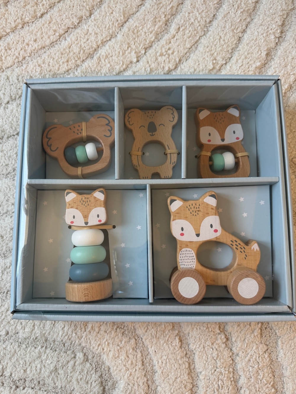 Wooden Baby Rattle & Sensory Toy Gift Set – 5 Piece